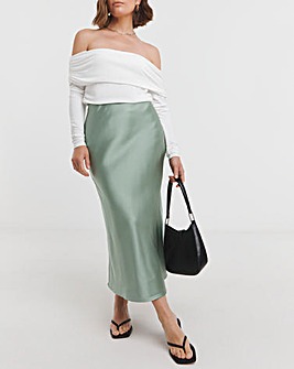 Soft Green Satin Slip Maxi Skirt