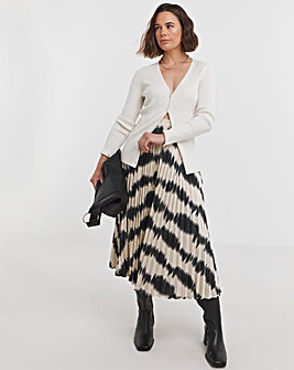 Mono Print Satin Pull On Pleated Midaxi Skirt