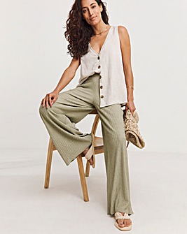 Crinkle Jersey Pull On Wide Leg Trouser