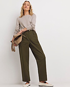 Khaki Pure Cotton Relaxed Tapered Leg Chino Trouser