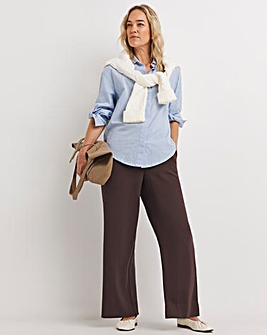 Chocolate Scuba Jersey Wide Leg Trouser