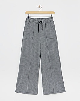 Houndstooth Stretch Ponte Pull On Wide Leg Trouser