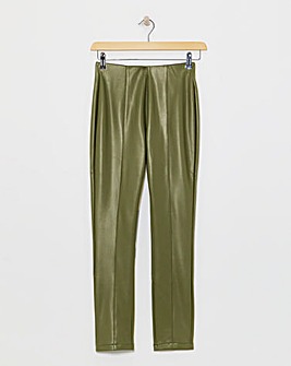 Dark Olive PU Leather Look Legging with Stretch
