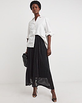 Knitted Glitter Shadow Stripe Maxi Skirt