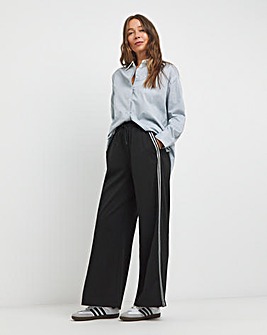 Ponte Jersey Glitter Side Stripe Wide Leg Trouser