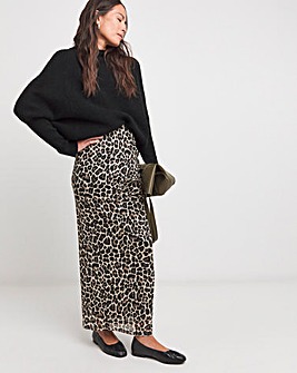 Animal Jersey Mesh Column Maxi Skirt