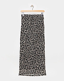 Animal Jersey Mesh Column Maxi Skirt