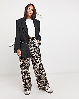 Animal Herringbone Wide Leg Pull On Trouser