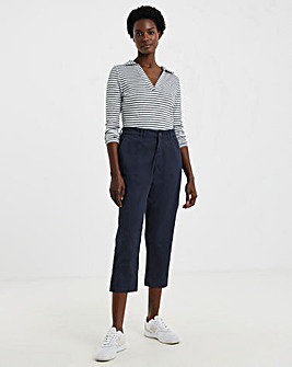 Navy Stretch Cropped Chino Trouser
