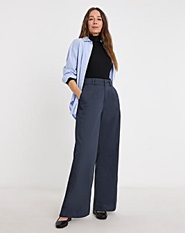 Navy Stretch Wide Leg Chino Trouser