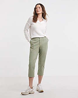 Soft Khaki Stretch Cropped Chino Trouser