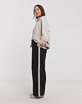 Pure Cotton Cheesecloth Trim Border Wide Leg Trousers