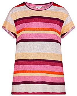 Monsoon Linen Stripe Scoop Neck T-Shirt