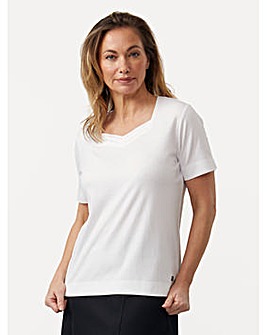 VIZ-A-VIZ Diamante White Sweetheart Neck Top