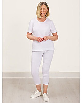 VIZ-A-VIZ White Cropped Bengaline Trousers
