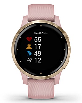 Garmin Vivoactive 4S GPS Smart Watch - Gold/ Dust Rose Band
