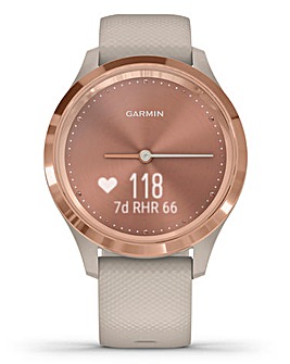 Garmin Vivomove 3 Rose Gold Smart Watch with Light Sand Silicone Band