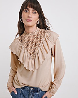 Anise Sophia Oyster Lace Yoke Top