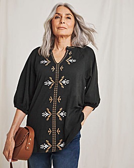 Julipa Embroidered Notch Neck Top