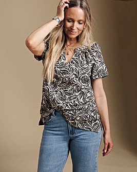 Julipa Sleeveless Notch Neck Linen Mix Blouse