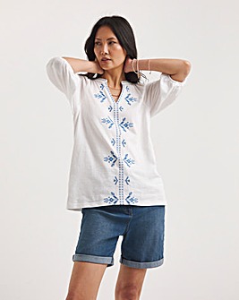 Julipa Embroidered Notch Neck Top