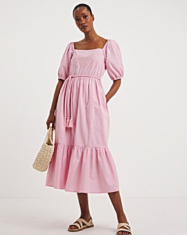 Anise Pink Off The Shoulder Tiered Dress