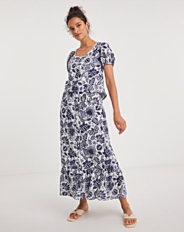 Anise Navy Print Tiered Co-Ord Maxi Skirt