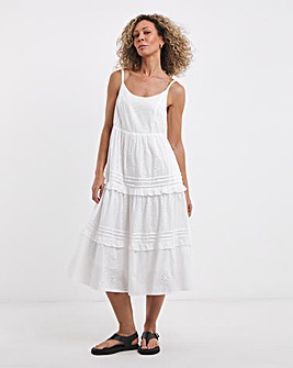 Anise White Broderie Frill Trim Sundress