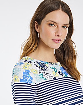 Julipa Leisure Stripe and Floral Print Top