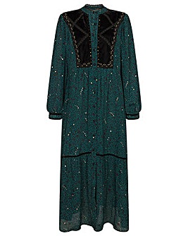 Monsoon Embellished Bib Star Print Dress