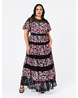 Lovedrobe Luxe Floral Paneled Maxi Dress