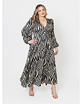 Lovedrobe Luxe Zebra Print Midaxi Dress