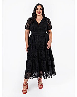Lovedrobe Luxe Black Lace Midaxi Dress