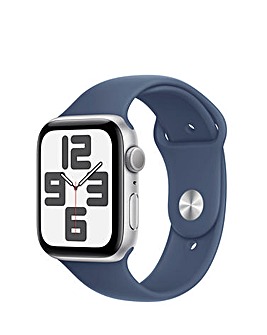 Apple Watch SE GPS 44mm Silver Aluminium Case with Denim Sport Band - S/M