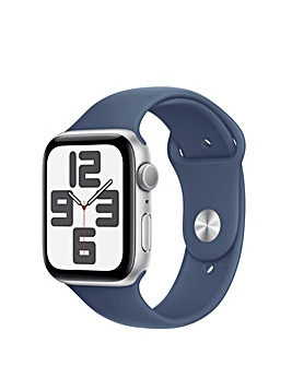 Apple Watch SE GPS 44mm Silver Aluminium Case with Denim Sport Band - M/L