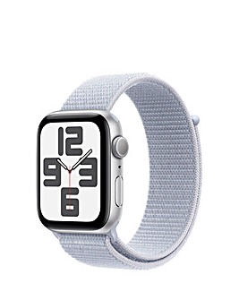 Apple Watch SE GPS 44mm Silver Aluminium Case with Blue Cloud Sport Loop