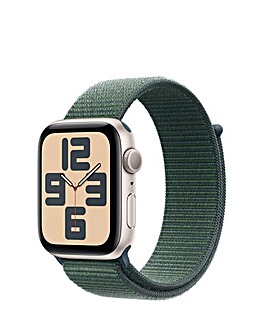 Apple Watch SE GPS 44mm Starlight Aluminium Case with Lake Green Sport Loop