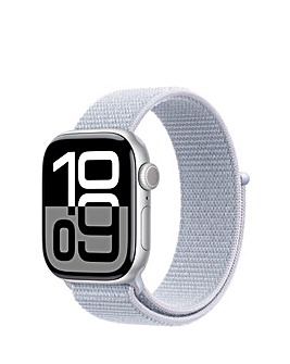 Apple Watch Series 10 GPS 42mm Silver Aluminium Case with Blue Cloud Sport Loop