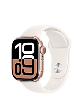 Apple Watch Series 10 GPS 42mm Rose Gold Aluminium Case, Sport Band - S/M