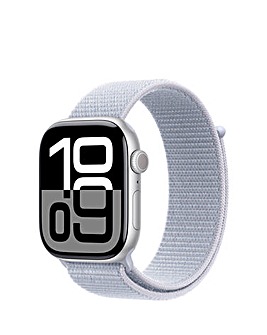 Apple Watch Series 10 GPS 46mm Silver Aluminium Case with Blue Cloud Sport Loop