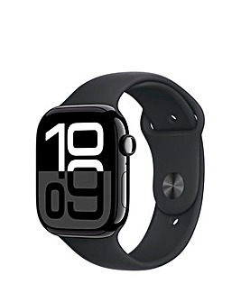 Apple Watch Series 10 GPS 46mm Jet Black Aluminium Case with, Sport Band - S/M