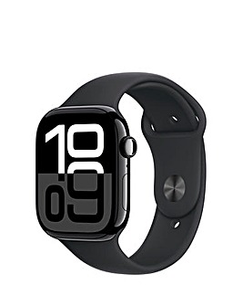 Apple Watch Series 10 GPS 46mm Jet Black Aluminium Case with, Sport Band - M/L