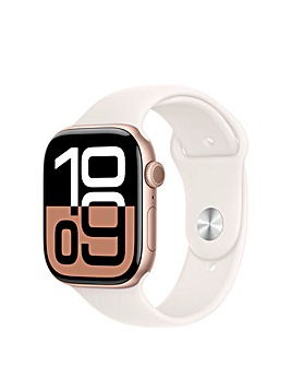 Apple Watch Series 10 GPS 46mm Rose Gold Aluminium Case, Sport Band - S/M