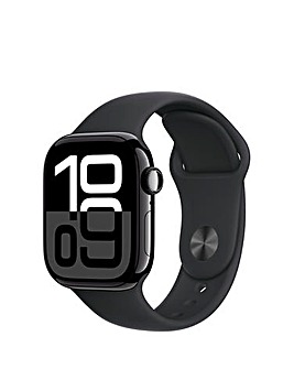 Apple Watch Series 10 GPS/Cellular 42mm Jet Black Aluminium Case, Sport Band S/M