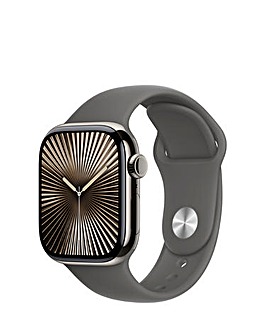 Apple Watch Series 10 GPS/Cellular 46mm Natural Titanium Case, Sport Band - S/M