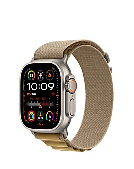 Apple Watch Ultra 2 GPS/Cellular 49mm Natural Titanium Case, Tan Alpine Loop - M