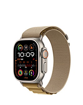 Apple Watch Ultra 2 GPS/Cellular 49mm Natural Titanium Case, Tan Alpine Loop - L