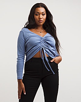 Drawcord Front Ruched Top