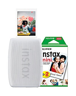 Fujifilm Instax Mini Link 3 Photo Printer with 20 Shot Film Pack - White