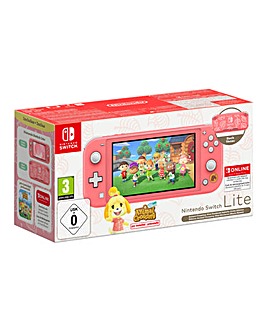 Nintendo Switch Lite Coral Isabelle Aloha Edition & 12 Months Switch Online